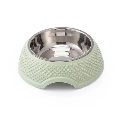 Feeding Bowl.  Drinking Dish, Stainless Steel Sealed Bowl Pink Green Blue With Heart-Shaped Pattern