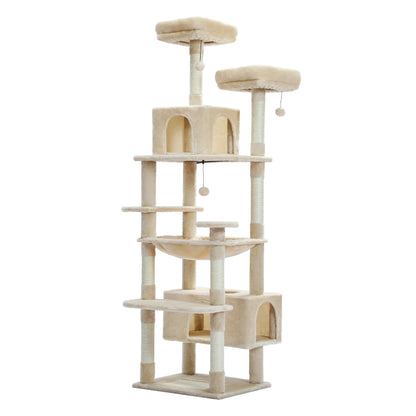 This Large Cat Tree is the ultimate multi-level playground for indoor cats. Featuring plush condos, sturdy scratching posts, cozy perches, and spacious caves, it provides endless entertainment, comfort, and climbing fun for y