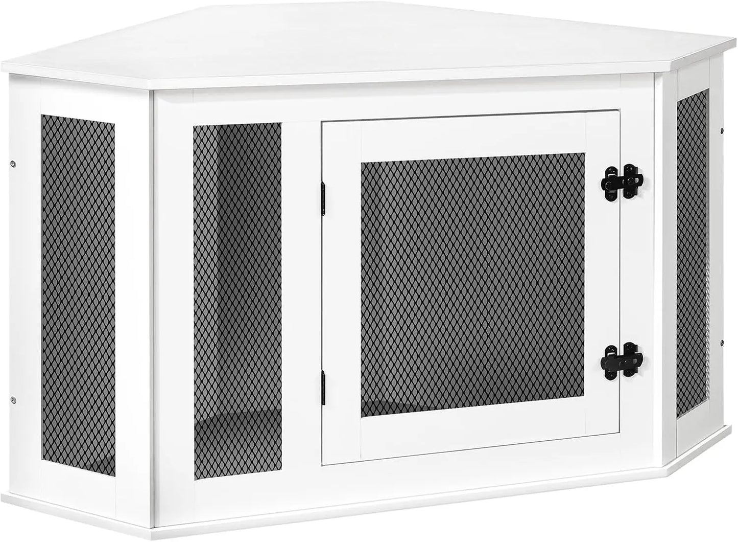 Corner Dog Crate Furniture, Wooden Kennel End Table, Decorative Indoor Use