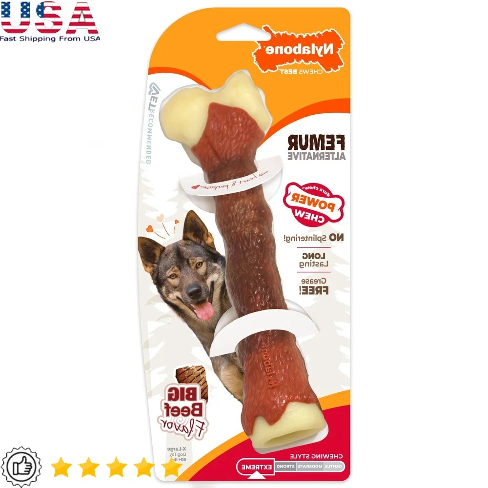 Durable Femur Bone Chew Toy for Large Dogs over 50lbs Splinter Free Dental Health