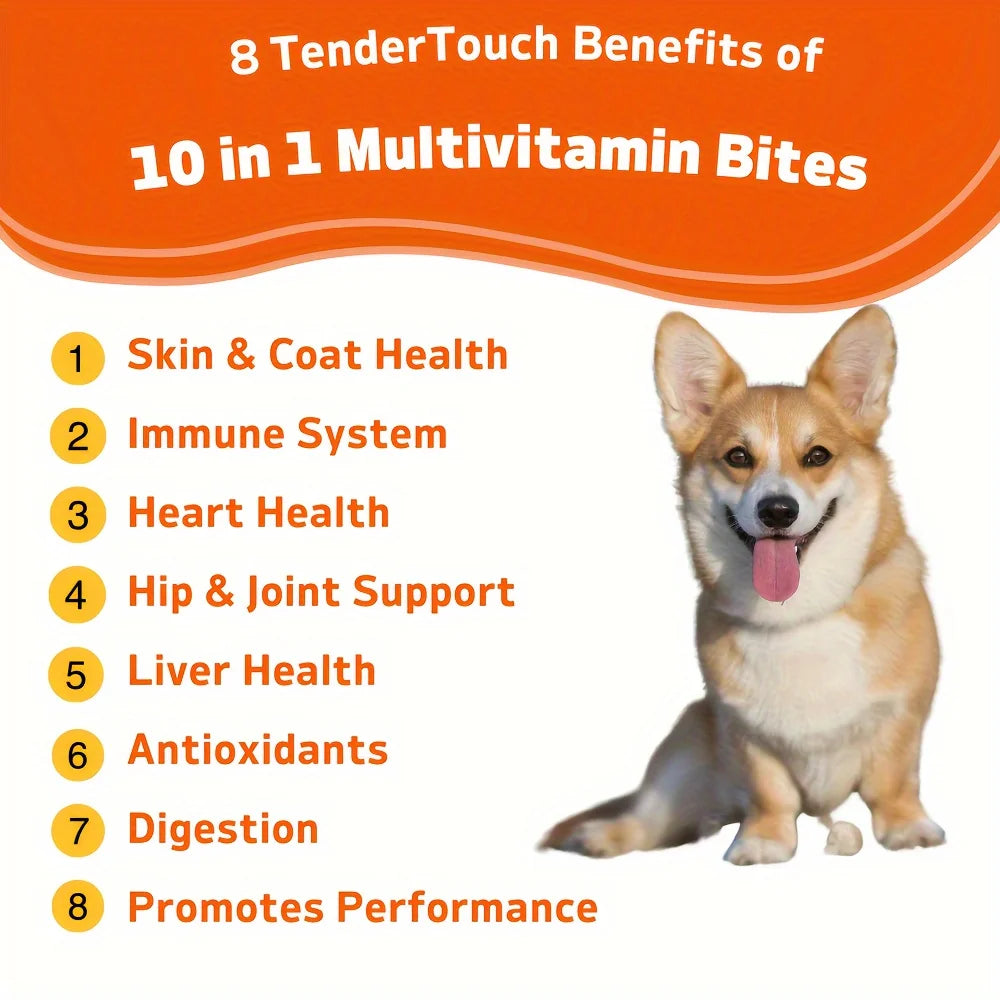 360 Chews - 3 Pack  TenderTouch Multivitamin Dog Supplement, Digestive Enzymes, Grain Free Dog