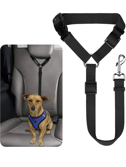 Nylon Two-in-one Dog Seat Belt. Adjustable, Backseat, Solid Color