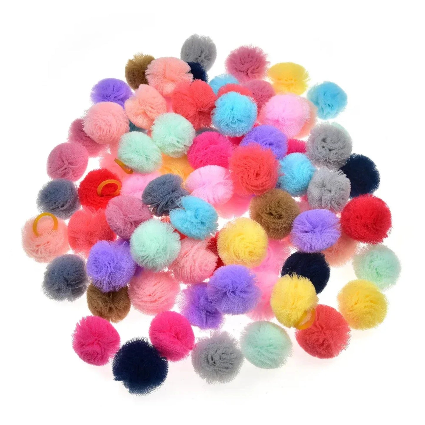 40PCS Dog Hair Accessories Small dog Hair Bows Round Lace Bows rubber bands