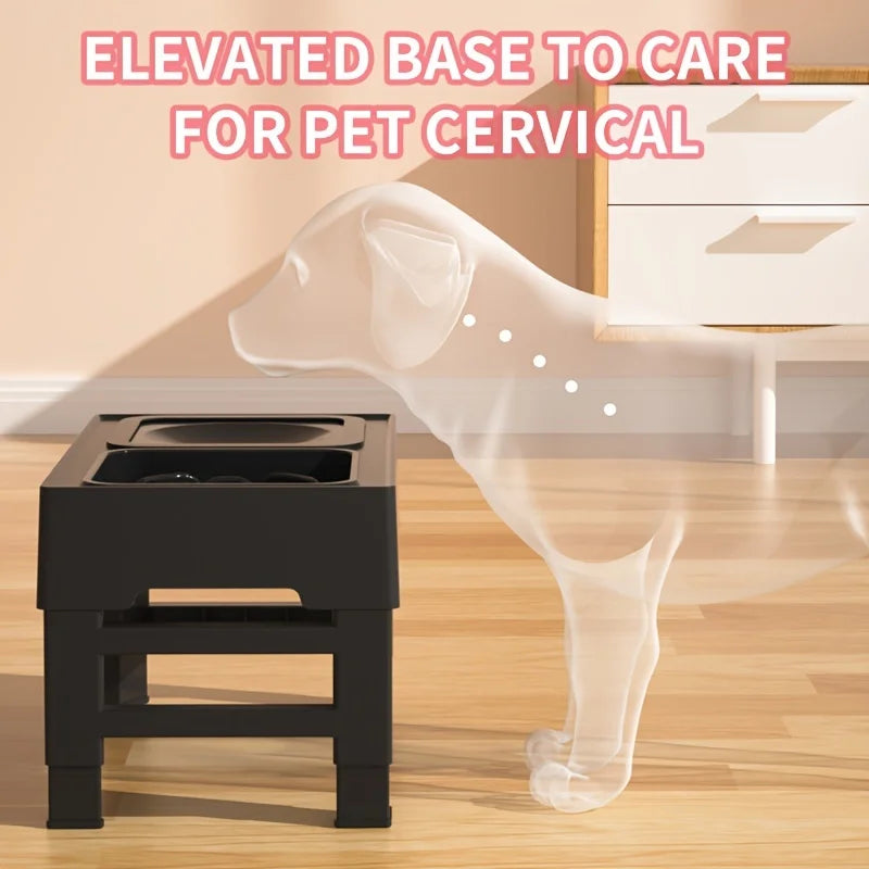 Adjustable Bowl Holder Folding. Food Bowl Table. Stainless Steel Basin. Non-slip Table Legs